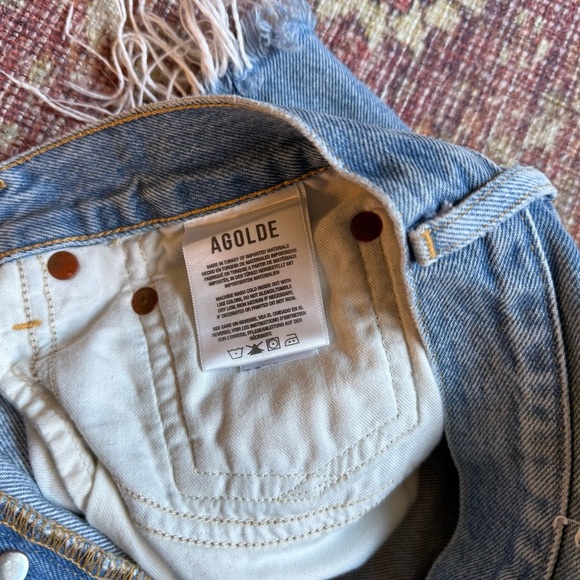 Agolde Button Fly Size 30 Parker Distressed Denim Women Shorts - Picture 12 of 13